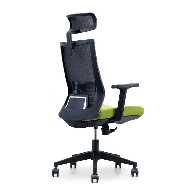 Assento de braço e apoio de cabeça ajustável cadeira de escritório de malha para o design ergonômico de costas altas modernas