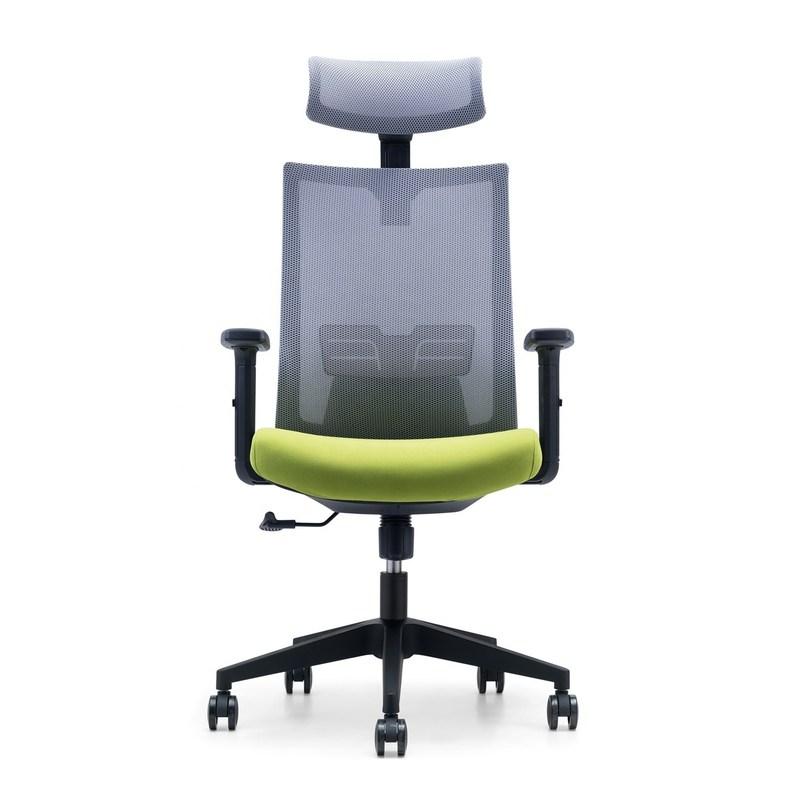 Assento de braço e apoio de cabeça ajustável cadeira de escritório de malha para o design ergonômico de costas altas modernas