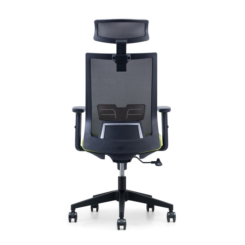 Assento de braço e apoio de cabeça ajustável cadeira de escritório de malha para o design ergonômico de costas altas modernas