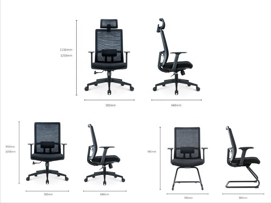 Cadeira de escritório giratória com apoio de cabeça e suporte ergonômico