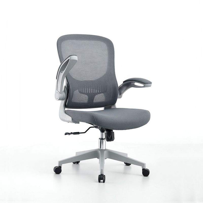 Cadeira de escritório ergonômica de espuma executiva giratória de malha cinzenta ajustável para casa/hotel/escola