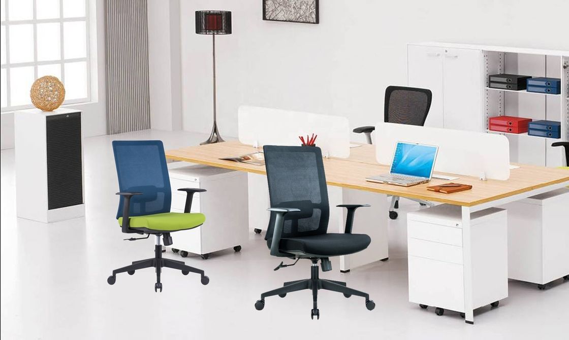 Cadeira de escritório de malha preta ergonômica 2D Suporte lombar para assentos confortáveis de escritório