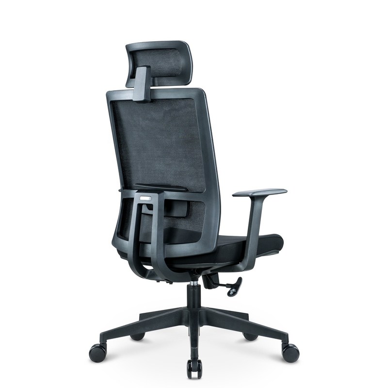 Cadeira giratória de estilo moderno em tecido de malha preta para escritório ergonômico e padrão BIFMA