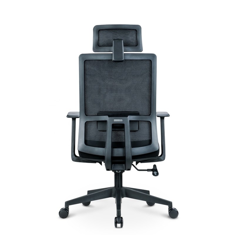Cadeira giratória de estilo moderno em tecido de malha preta para escritório ergonômico e padrão BIFMA