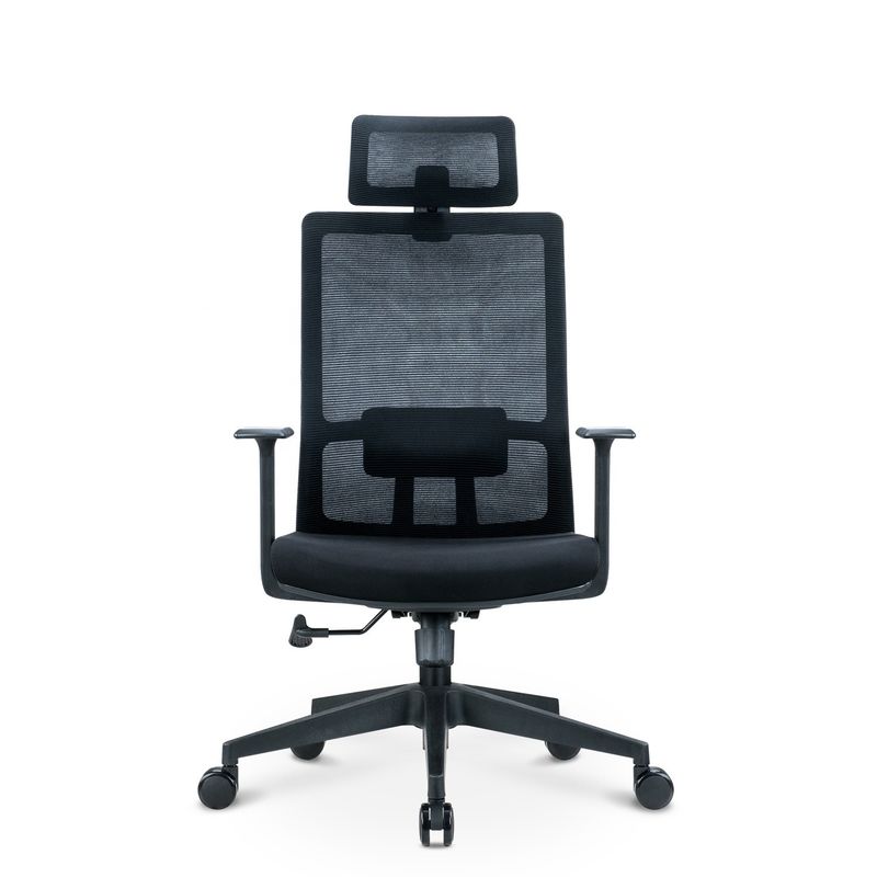 Cadeira giratória preta ergonômica de altura ajustável com suporte de costas e cabeça OEM ODM