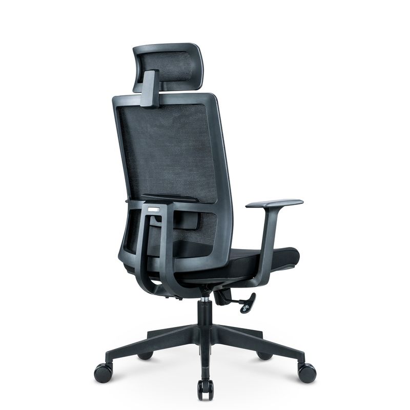 Cadeira giratória preta ergonômica de altura ajustável com suporte de costas e cabeça OEM ODM
