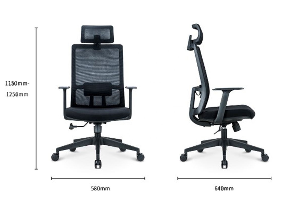 Cadeira giratória preta ergonômica de altura ajustável com suporte de costas e cabeça OEM ODM