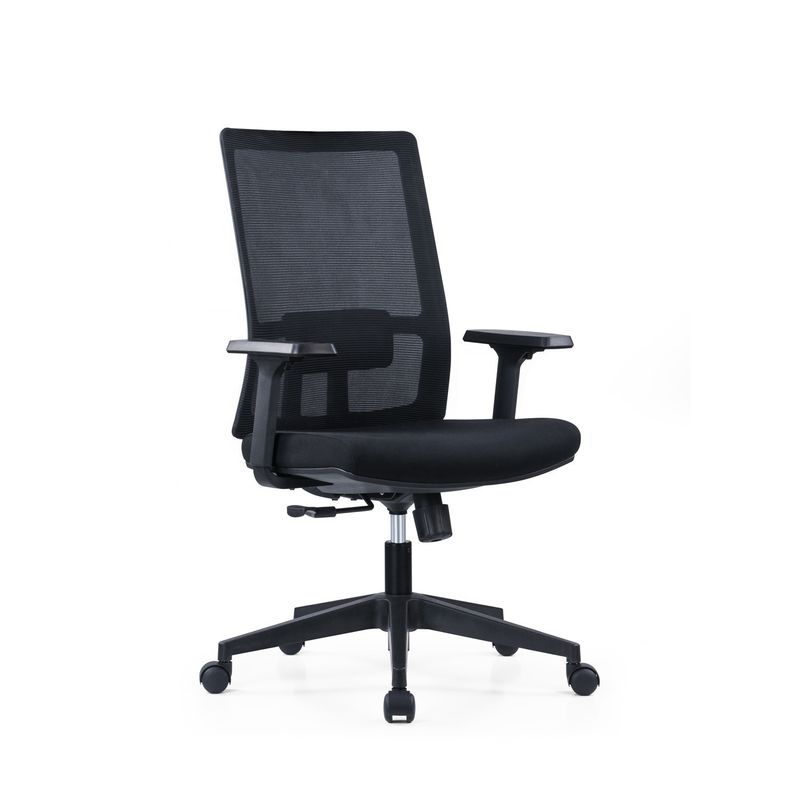 Cadeira de computador de escritório giratória ergonômica de braço 2D com suporte lombar e tecido de malha