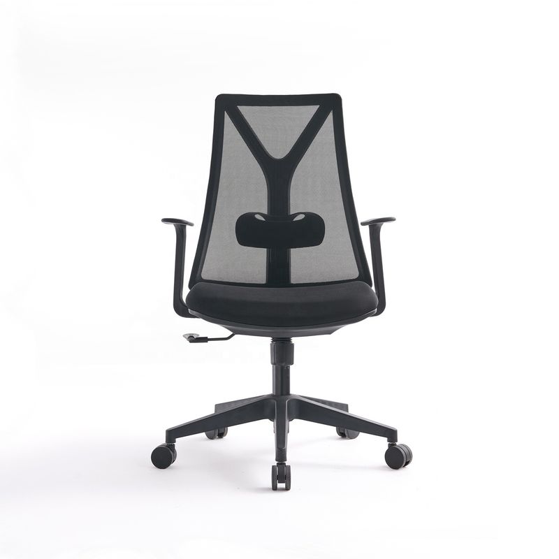Cadeira de computador de escritório de aço inoxidável de tipo metal com suporte lombar e design giratório