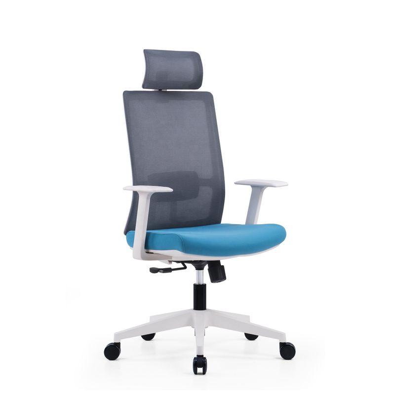 Mesa de escritório de tecido giratório cadeira de gerente branca com enxaguante 580*640*1150-1250mm