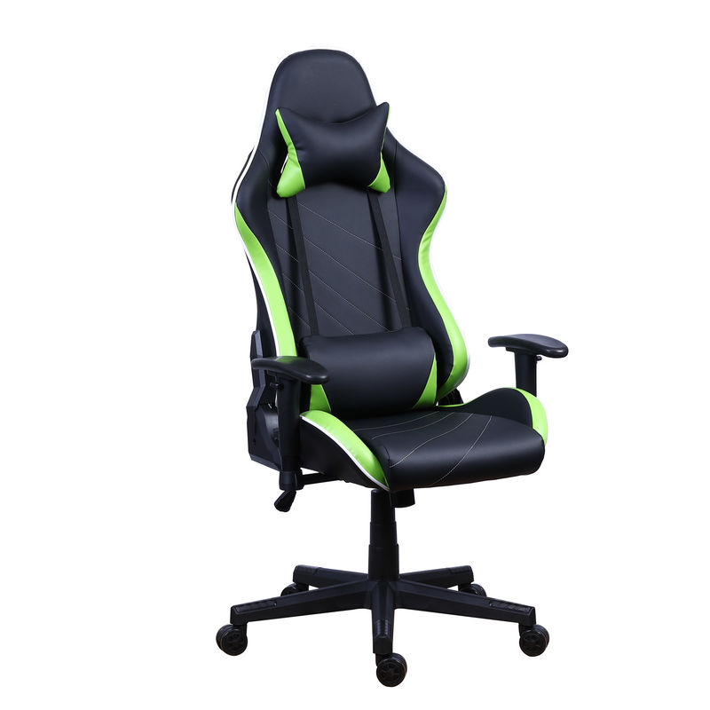 PU Castors Leather Reclining Gamer Chair com LED Light Bar Racer RGB Gaming Chair