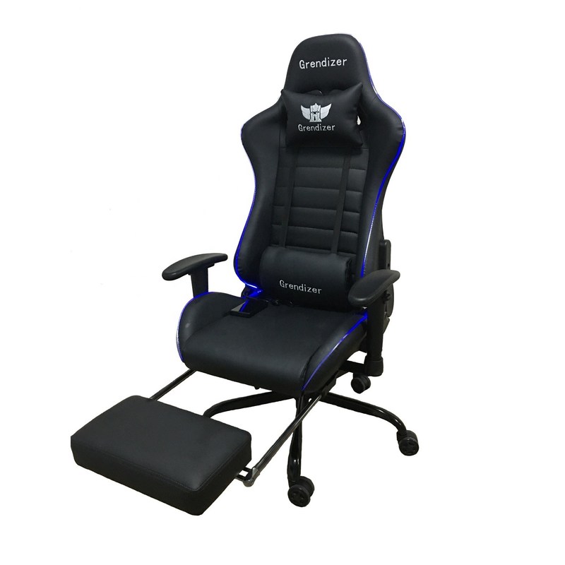 Cadeira de jogos RGB de couro sintético com função de massagem Luzes RGB e alto conforto