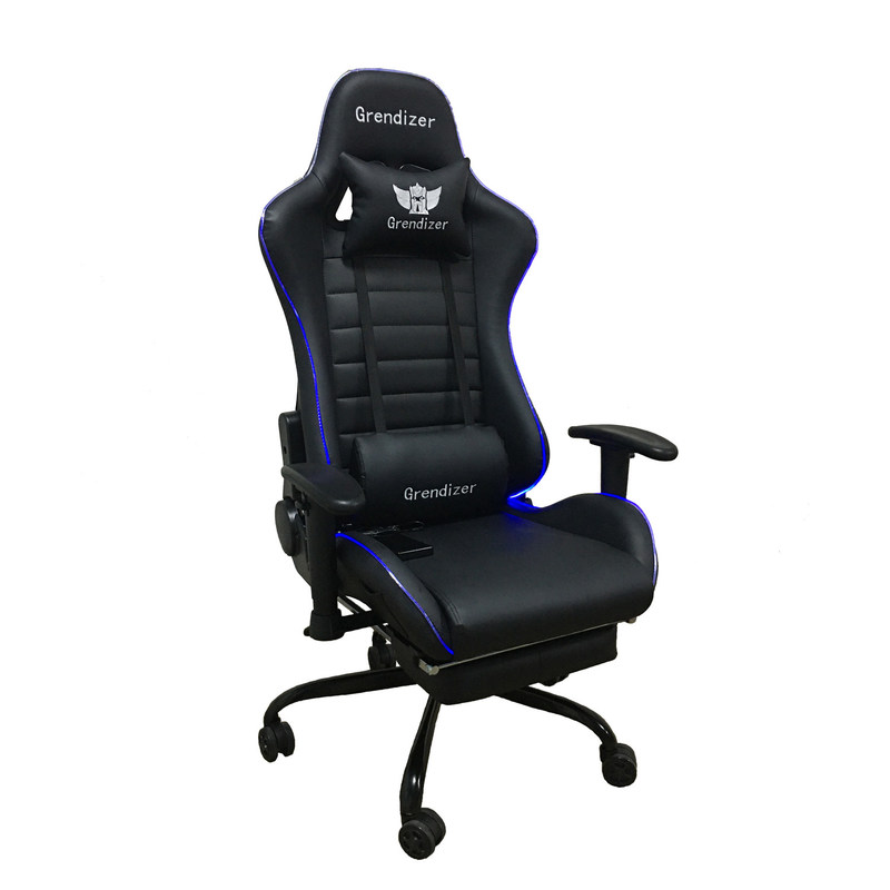 Cadeira de jogos RGB de couro sintético com função de massagem Luzes RGB e alto conforto
