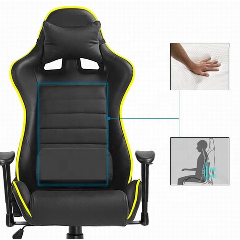 Cadeira de jogos RGB de couro sintético com função de massagem Luzes RGB e alto conforto