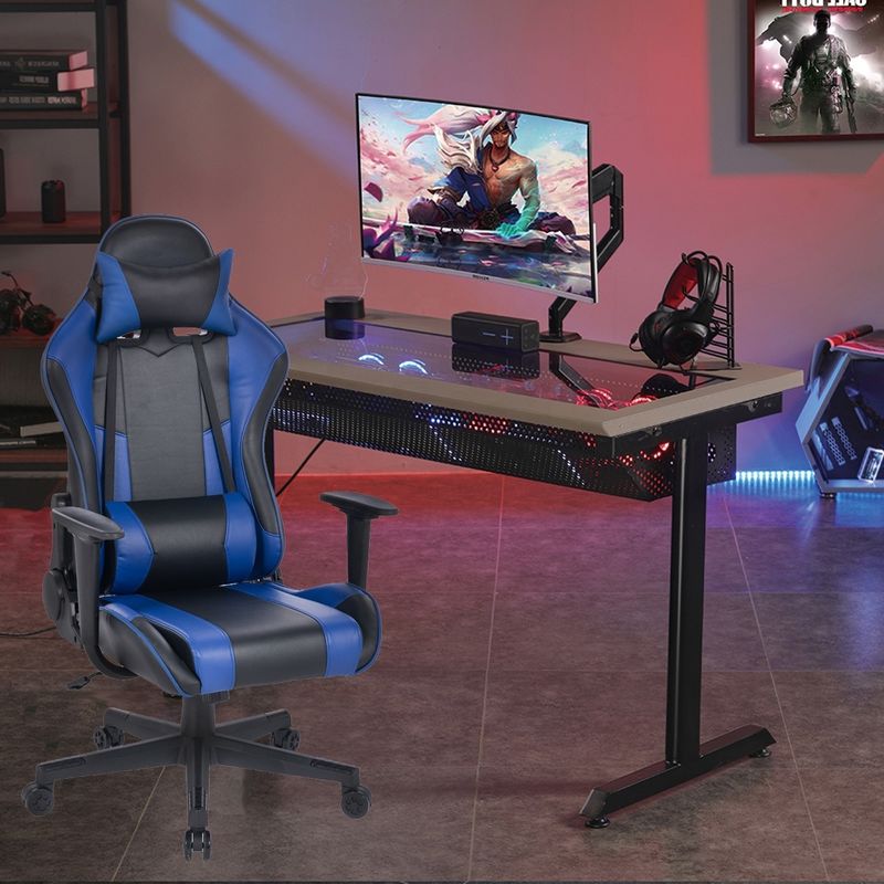 Cadeira de jogo para jogadores de corrida de couro de PVC, de trabalho direto em esportes eletrónicos, com altura ajustável