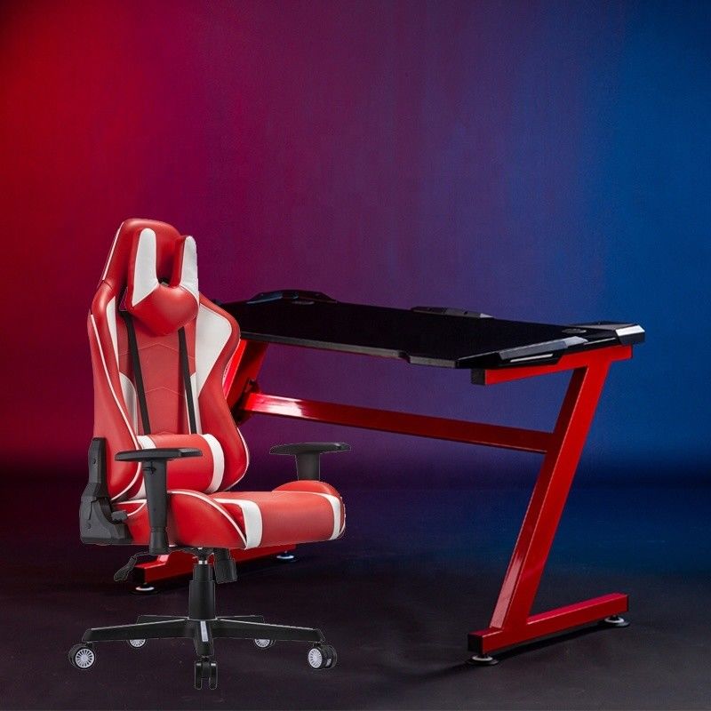 Cadeira eletrônica confortável de esporte giratória profissional de couro branco PU cadeira de jogo de corrida
