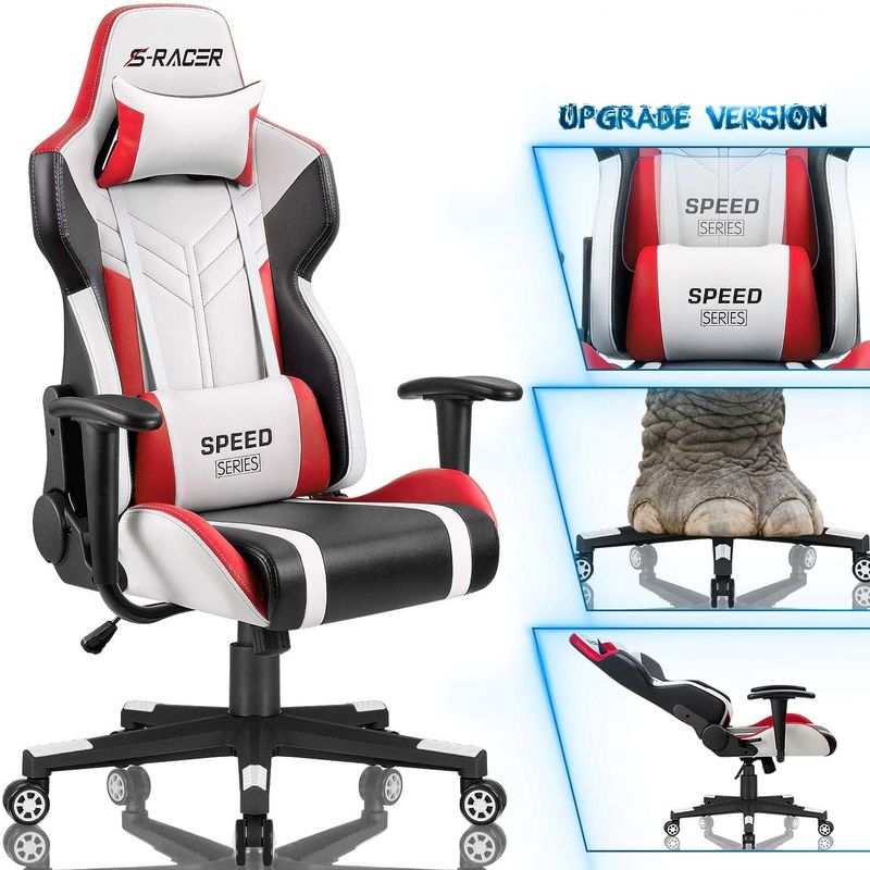 Cadeira de jogo de corrida de couro PU branco profissional para uma experiência de esportes eletrônicos confortável