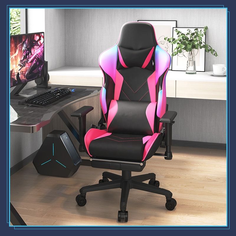 Luz fluindo e cor Luxury PU Leather Racing Gaming Chair para jogador de computador