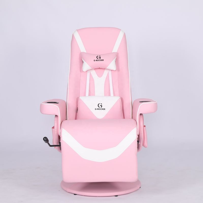 Cadeira de escritório específica Cadeira de jogos de luxo com suporte de copo em couro rosa de estilo de corrida