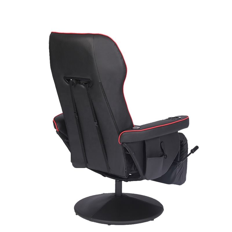 Cadeira de jogos de escritório/casa com suporte de taça e apoio de pé em couro branco de estilo de corrida