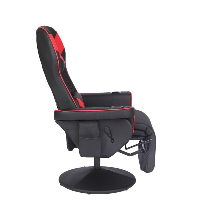 Cadeira de jogos de escritório/casa com suporte de taça e apoio de pé em couro branco de estilo de corrida