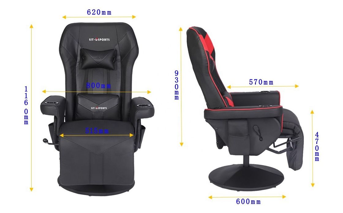 ODM OEM Executive Chair Racing Style Leather Gaming Chair com suporte de taça e apoio de pé