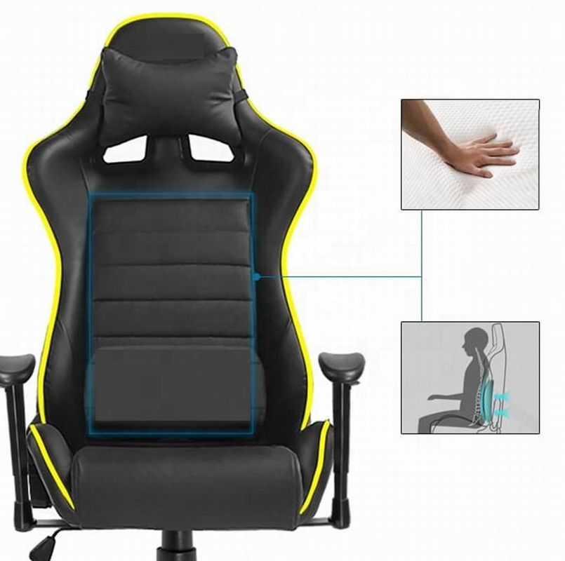HCYZ RGB LED Light PC Gamer Chair com encosto ajustável 90-180 e função de massagem