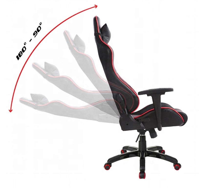 HCYZ RGB LED Light PC Gamer Chair com encosto ajustável 90-180 e função de massagem