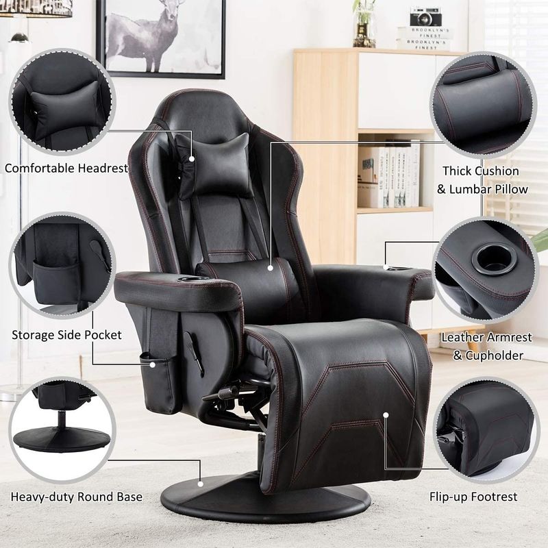 ODM Luxury Gaming Chair With Cup Holder Red Racing Style Leather Ergonomic Seat Sofá de escritório giratório