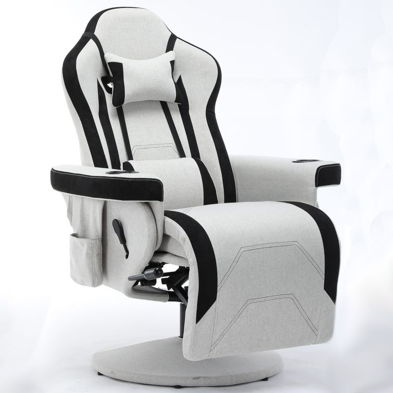 Cadeira de jogos com suporte de copo rosa estilo de corrida de couro assento ergonômico sofá giratório para casa